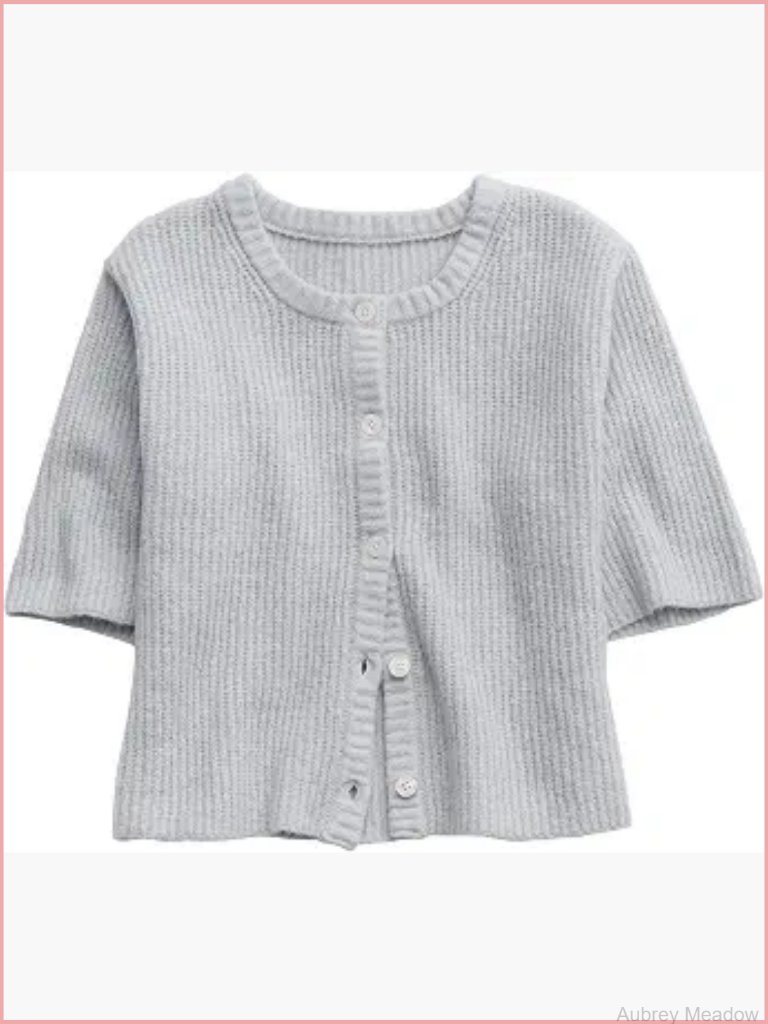 Lightweight Short Sleeve Cardigan Sweater Button Front Knit Tops